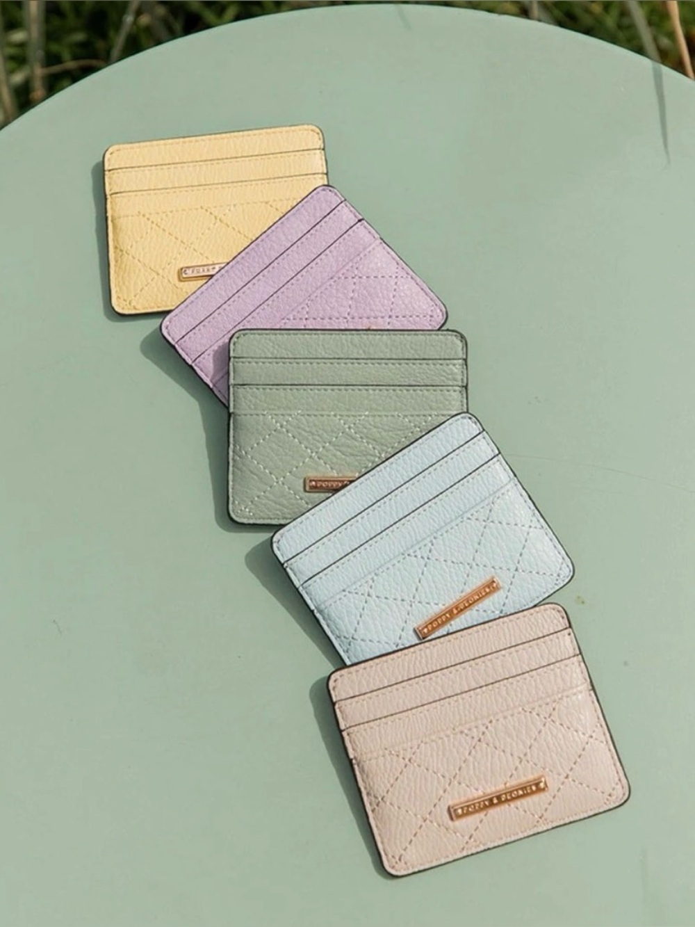 Poppy and Peonies Green Pastel Card Holder